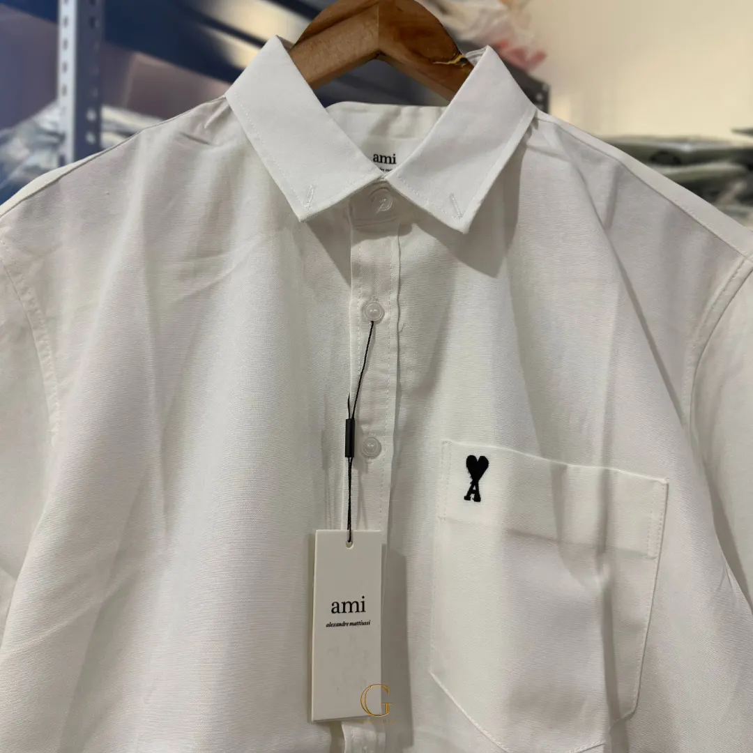 Ami Paris BOXY SHORT SLEEVES Button Down WHITE thumbnail 2