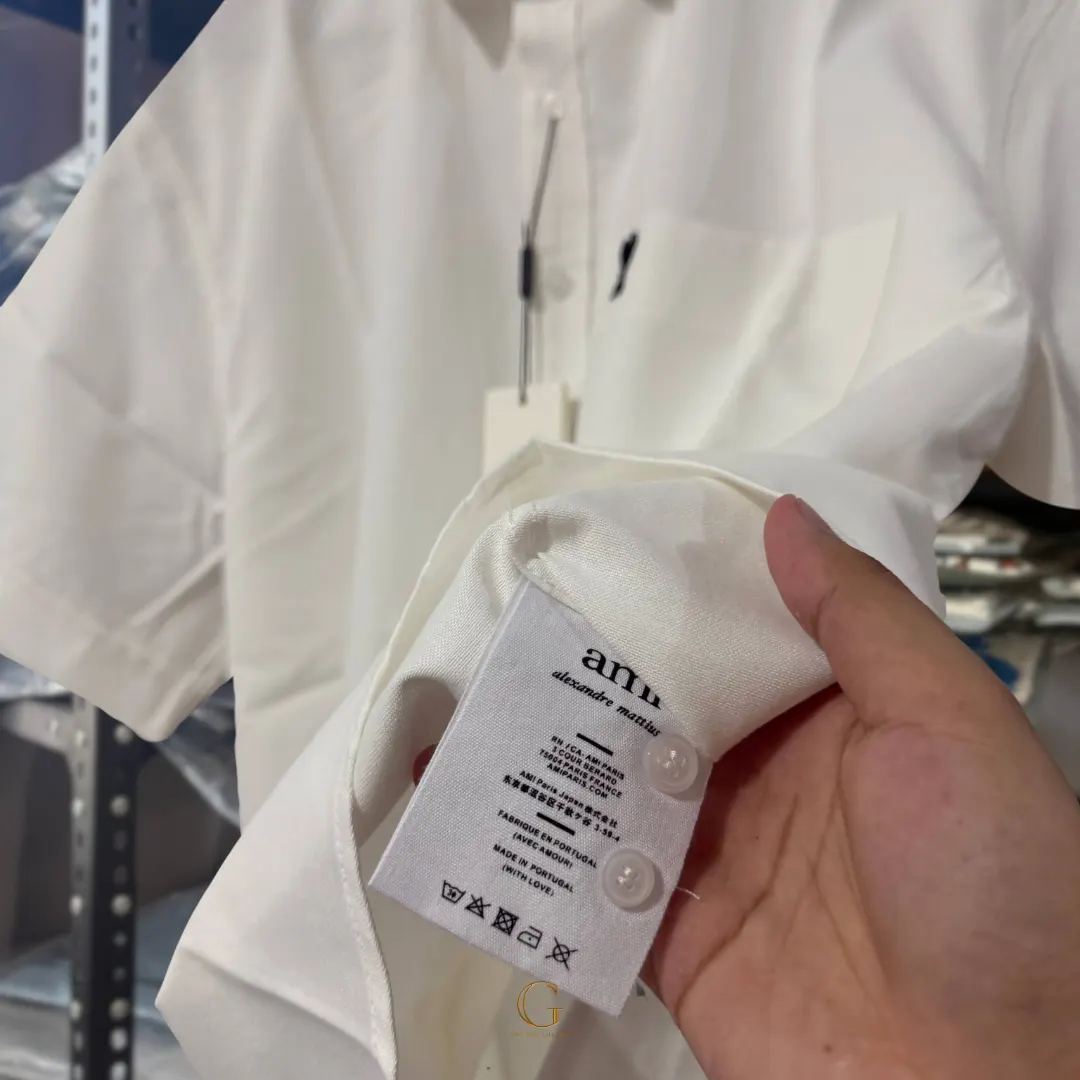 Ami Paris BOXY SHORT SLEEVES Button Down WHITE thumbnail 3