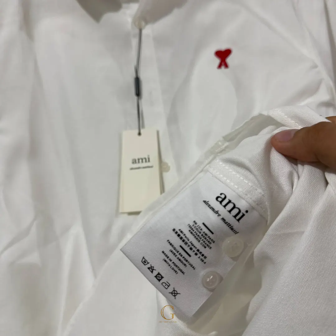 AMI Paris Polo Button Down Long Sleeves White thumbnail 3