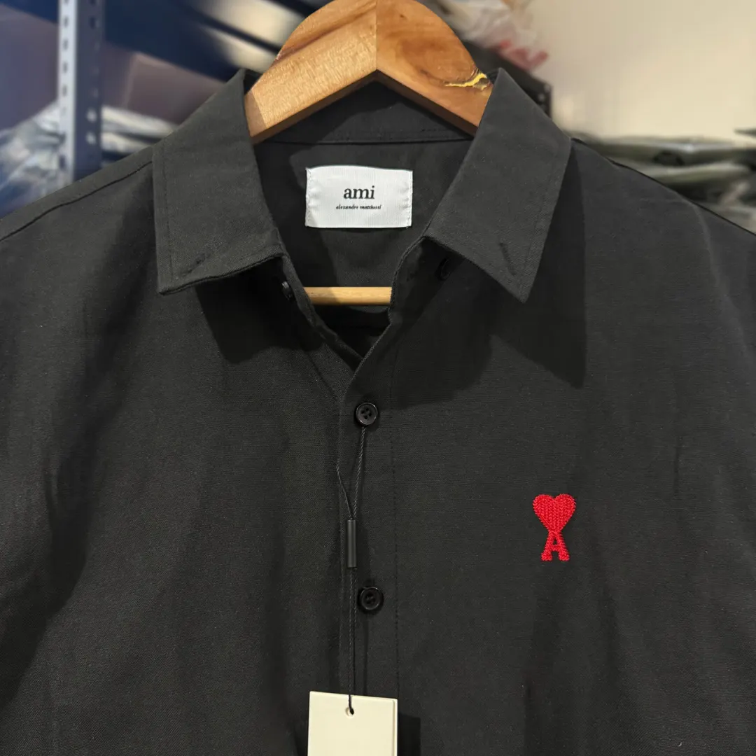 AMI Paris Polo Button Down Long Sleeves Black thumbnail 2