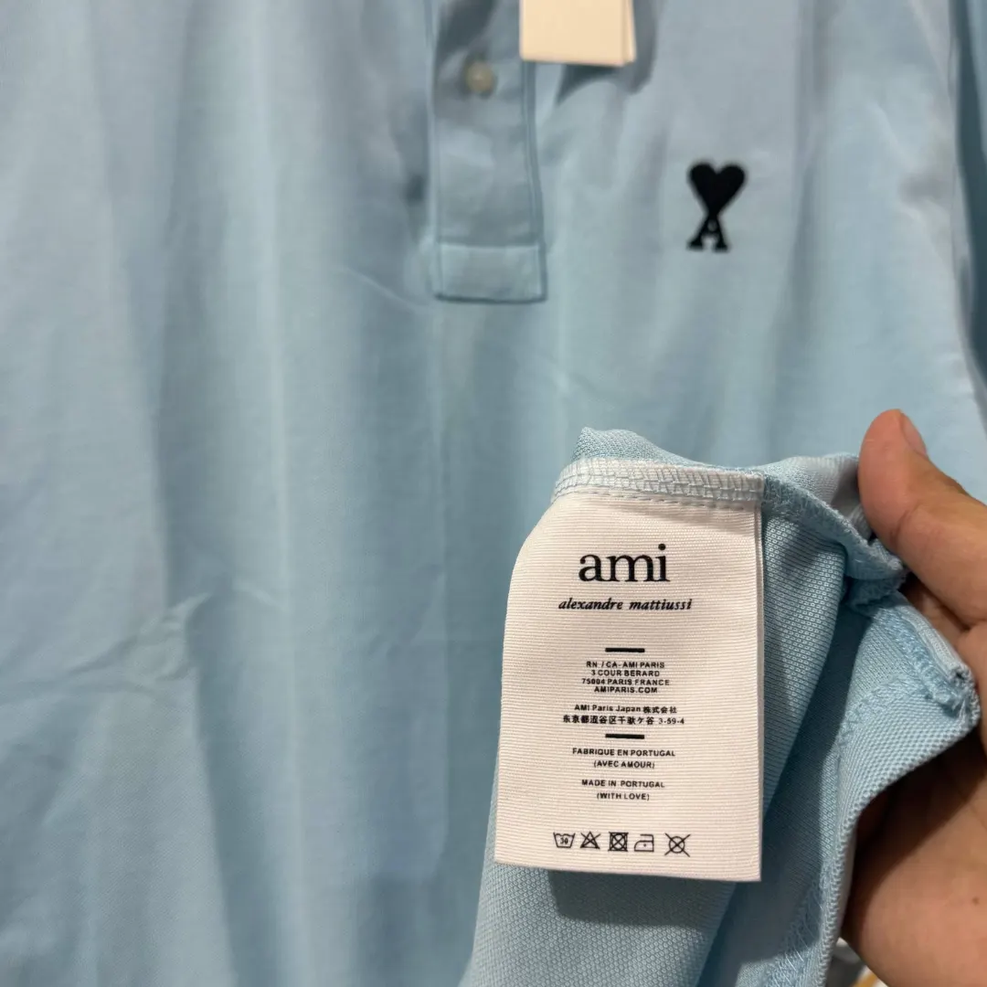 Ami Polo Shirt SKY BLACK LOGO thumbnail 3
