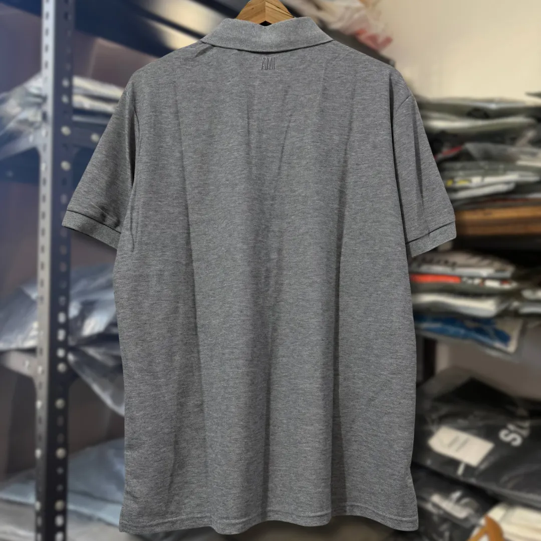 Ami Polo Shirt GRAY BLACK LOGO thumbnail 4
