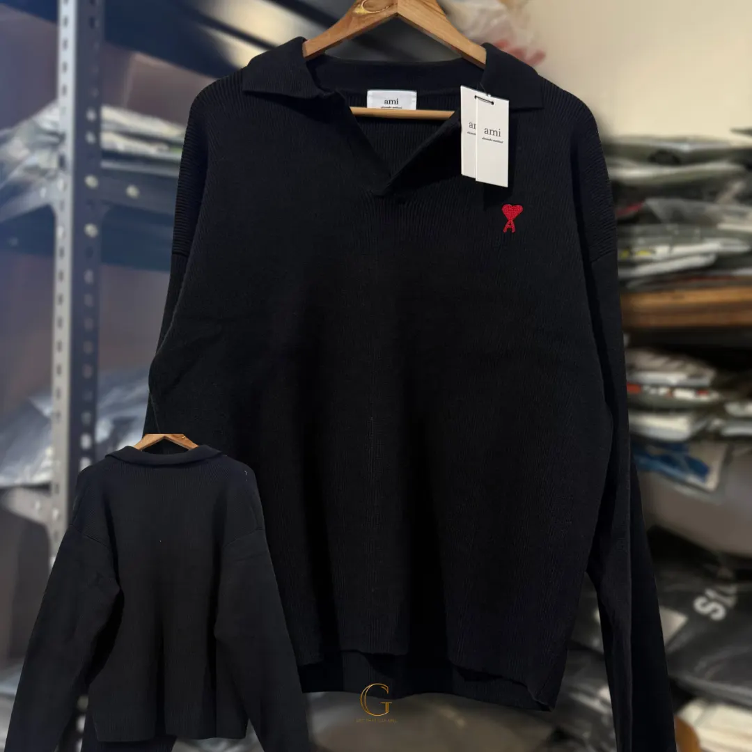 AMI PULLOVER SWEATER BLACK