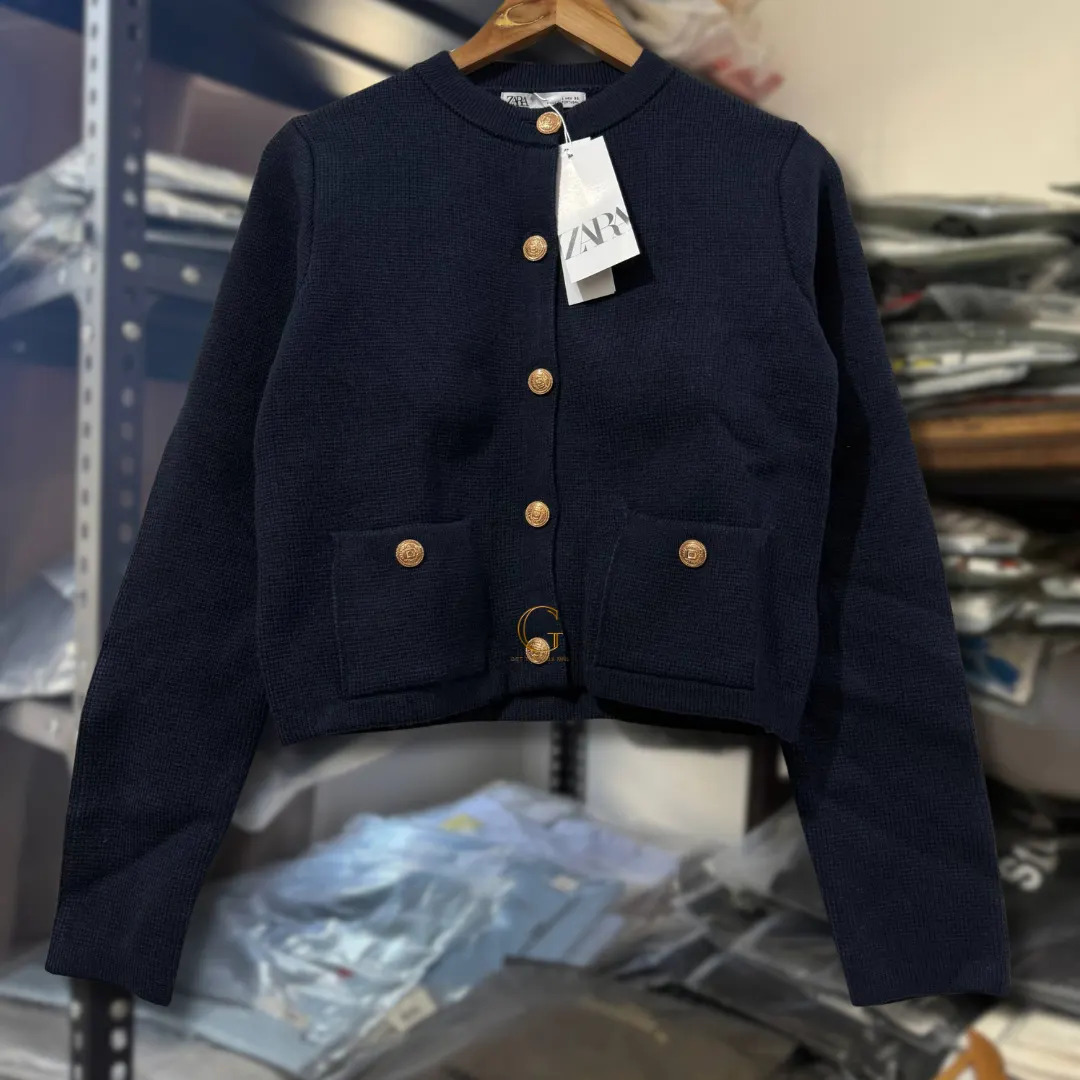 Zara Knitted Cardigan Navy