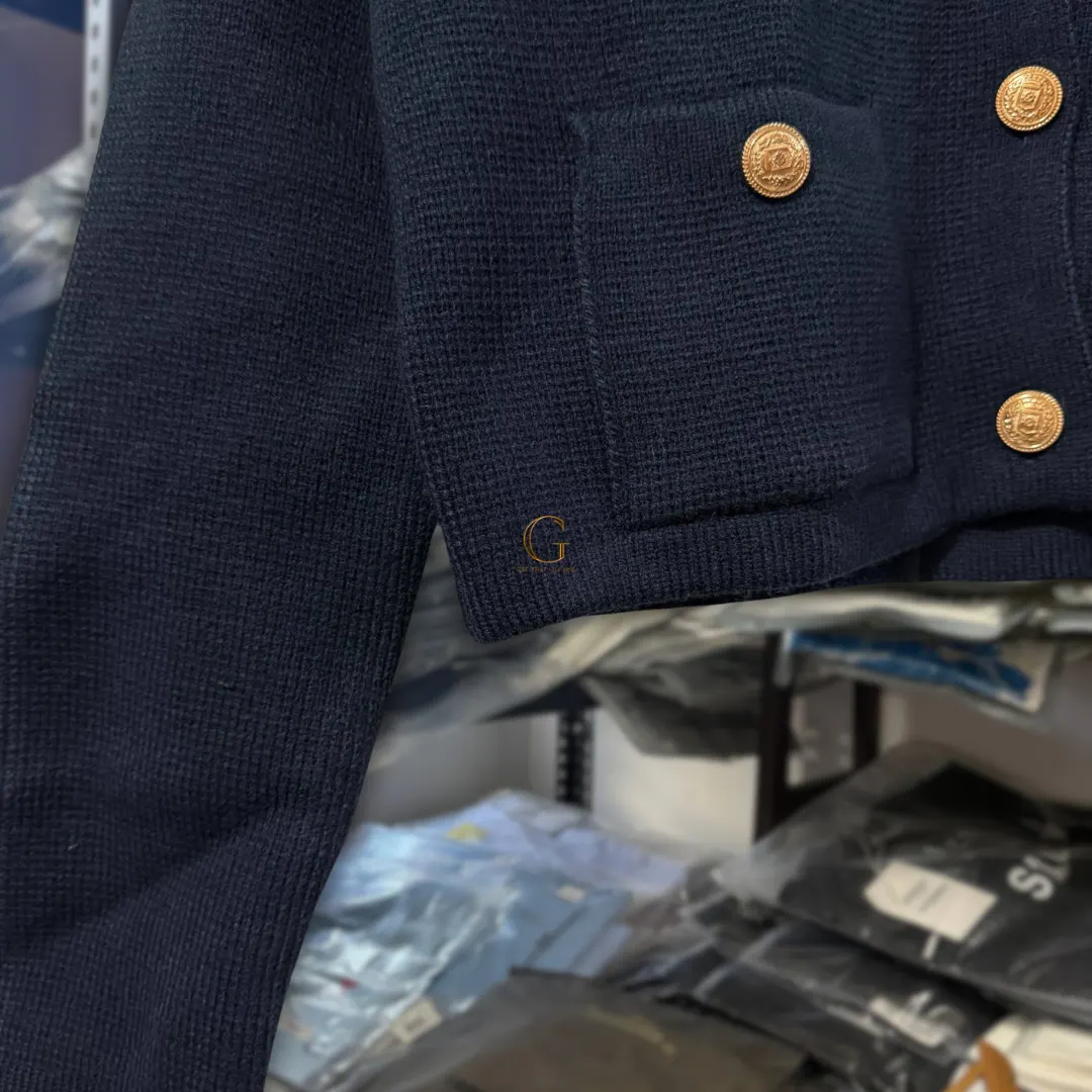 Zara Knitted Cardigan Navy thumbnail 3